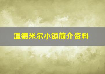 温德米尔小镇简介资料