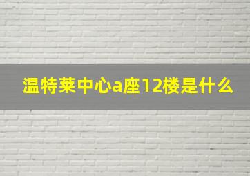 温特莱中心a座12楼是什么