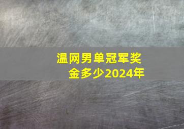 温网男单冠军奖金多少2024年