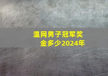 温网男子冠军奖金多少2024年