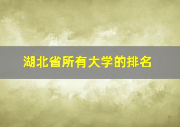 湖北省所有大学的排名