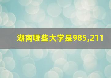 湖南哪些大学是985,211