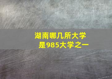 湖南哪几所大学是985大学之一