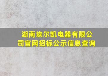 湖南埃尔凯电器有限公司官网招标公示信息查询