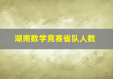 湖南数学竞赛省队人数