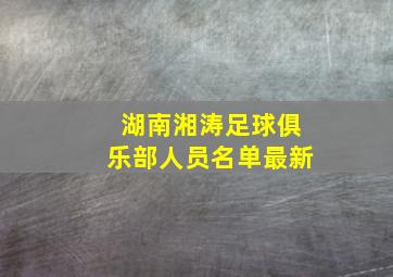 湖南湘涛足球俱乐部人员名单最新