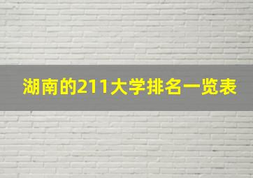 湖南的211大学排名一览表