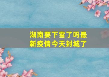 湖南要下雪了吗最新疫情今天封城了