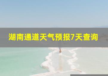 湖南通道天气预报7天查询