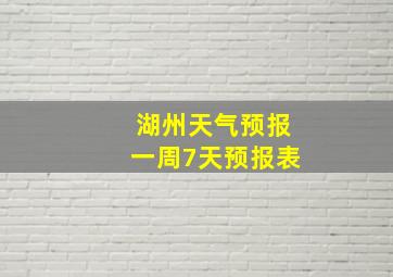 湖州天气预报一周7天预报表