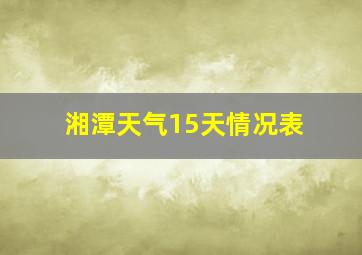 湘潭天气15天情况表