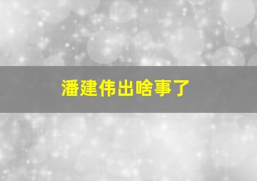 潘建伟出啥事了