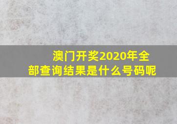 澳门开奖2020年全部查询结果是什么号码呢