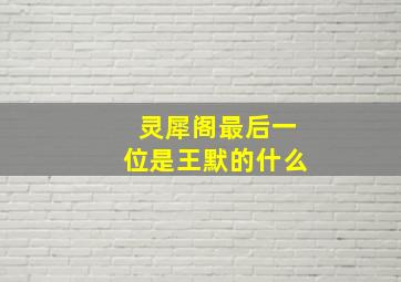 灵犀阁最后一位是王默的什么