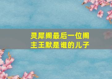 灵犀阁最后一位阁主王默是谁的儿子