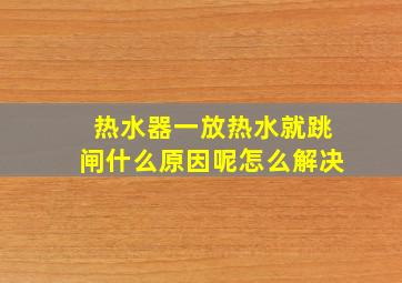 热水器一放热水就跳闸什么原因呢怎么解决