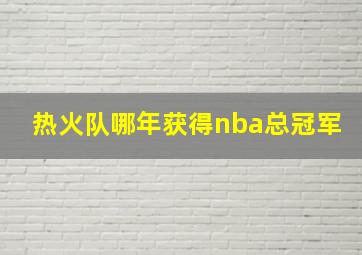 热火队哪年获得nba总冠军