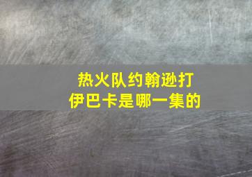 热火队约翰逊打伊巴卡是哪一集的