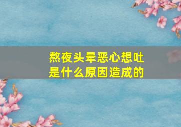 熬夜头晕恶心想吐是什么原因造成的