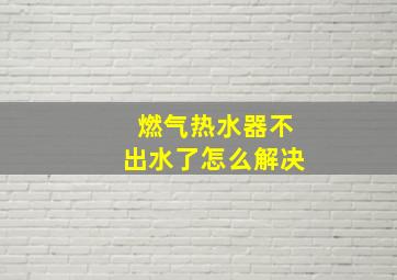 燃气热水器不出水了怎么解决