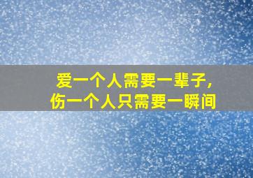 爱一个人需要一辈子,伤一个人只需要一瞬间