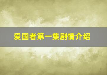 爱国者第一集剧情介绍