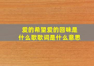 爱的希望爱的回味是什么歌歌词是什么意思