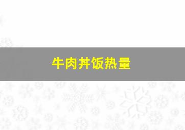 牛肉丼饭热量