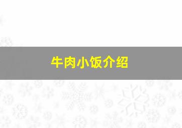 牛肉小饭介绍