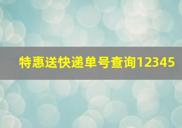 特惠送快递单号查询12345