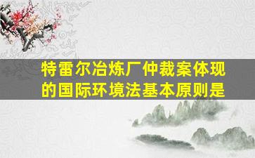 特雷尔冶炼厂仲裁案体现的国际环境法基本原则是