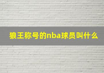 狼王称号的nba球员叫什么