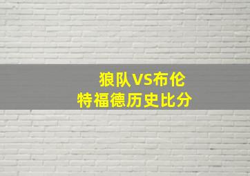 狼队VS布伦特福德历史比分