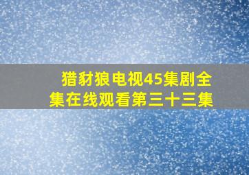 猎豺狼电视45集剧全集在线观看第三十三集