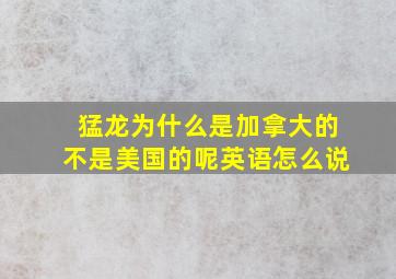 猛龙为什么是加拿大的不是美国的呢英语怎么说