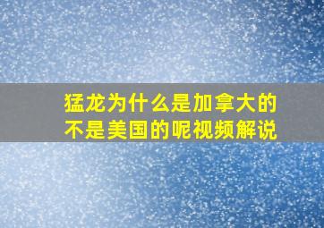 猛龙为什么是加拿大的不是美国的呢视频解说