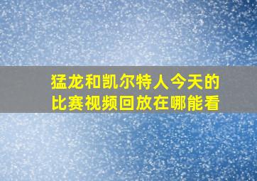 猛龙和凯尔特人今天的比赛视频回放在哪能看