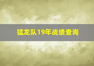 猛龙队19年战绩查询