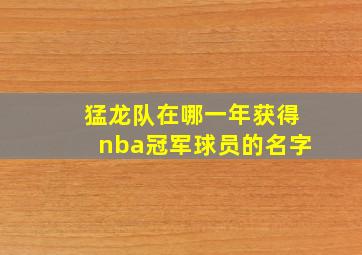 猛龙队在哪一年获得nba冠军球员的名字