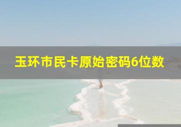 玉环市民卡原始密码6位数