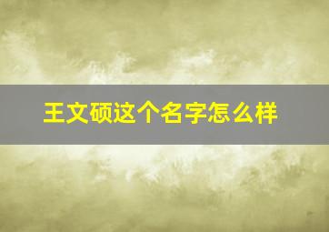 王文硕这个名字怎么样