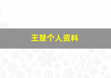 王楚个人资料