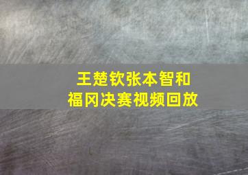 王楚钦张本智和福冈决赛视频回放