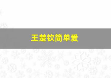 王楚钦简单爱