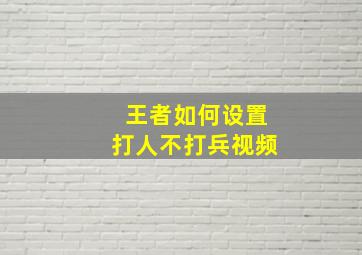 王者如何设置打人不打兵视频