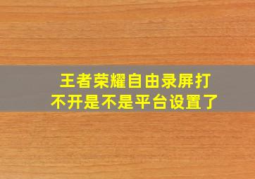 王者荣耀自由录屏打不开是不是平台设置了