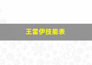 王雷伊技能表