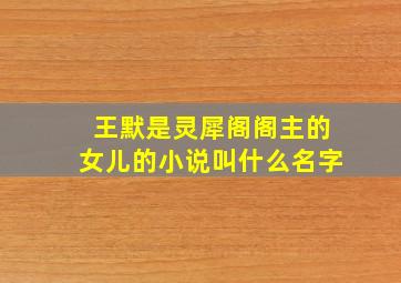 王默是灵犀阁阁主的女儿的小说叫什么名字