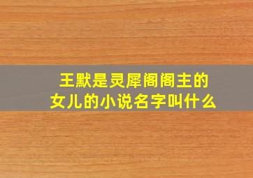 王默是灵犀阁阁主的女儿的小说名字叫什么