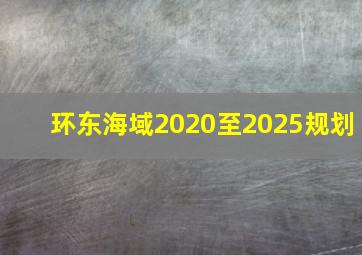 环东海域2020至2025规划